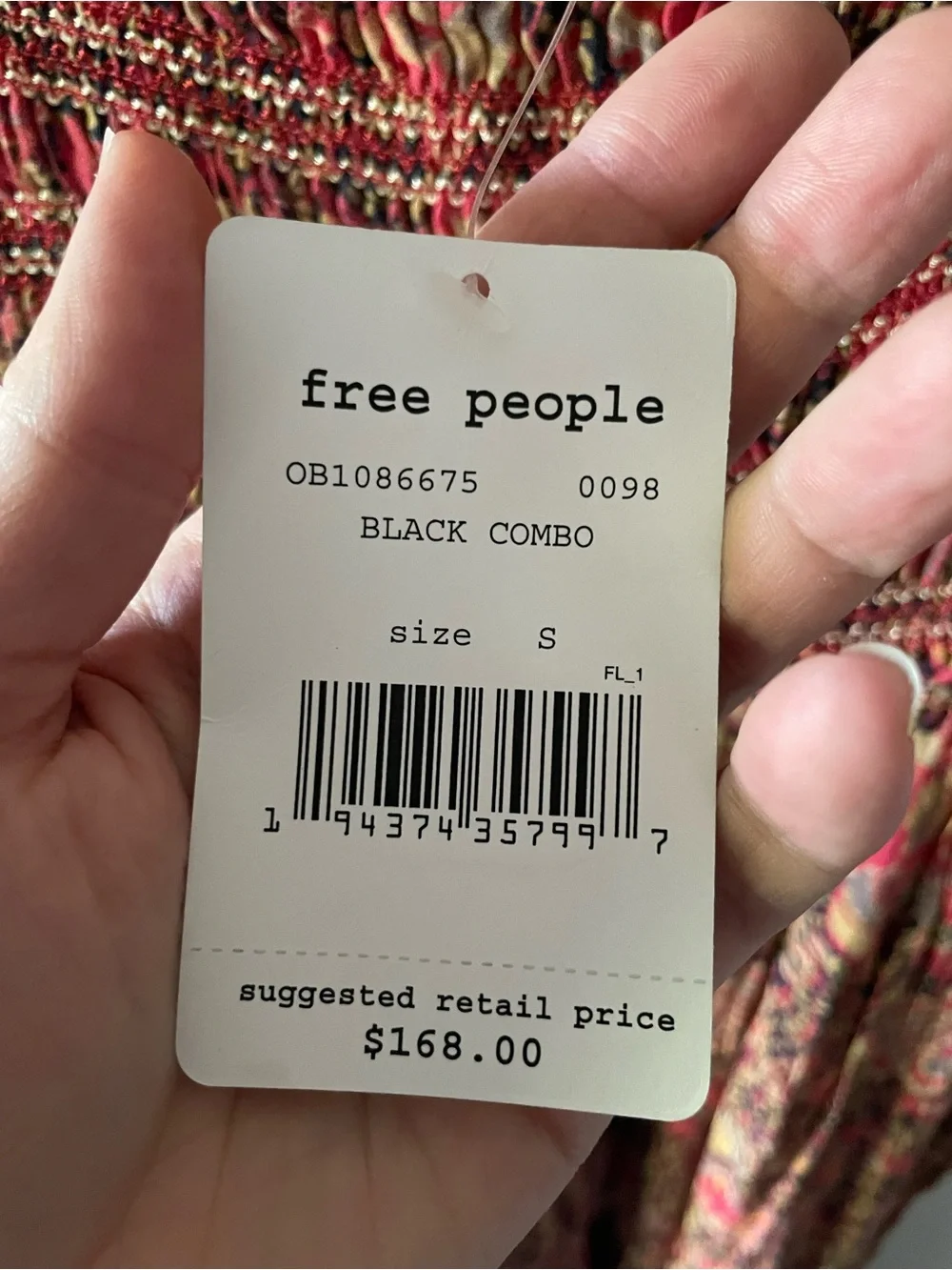 NWT New Free People Getaway Maxi Dress in Black Combo Size S - Picture 6 of 7